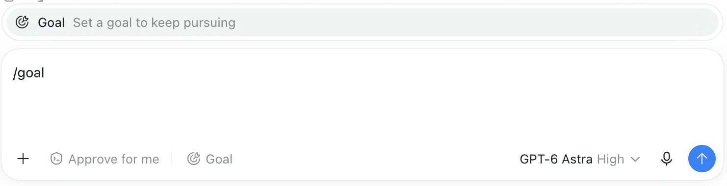 Codex Goal Mode in the prompt composer